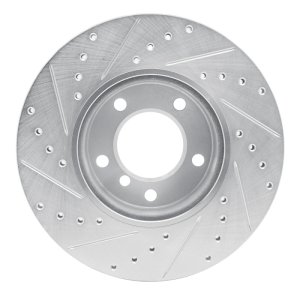 BMW 128I Brake Rotor (1) - Front Right - R1 Concepts - Drilled & Slotted - Silver - `06-`13